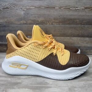 Under Armour Curry 4 Low FloTro Mens 8.5 Gold Brown Basketball Shoes 3026621-700